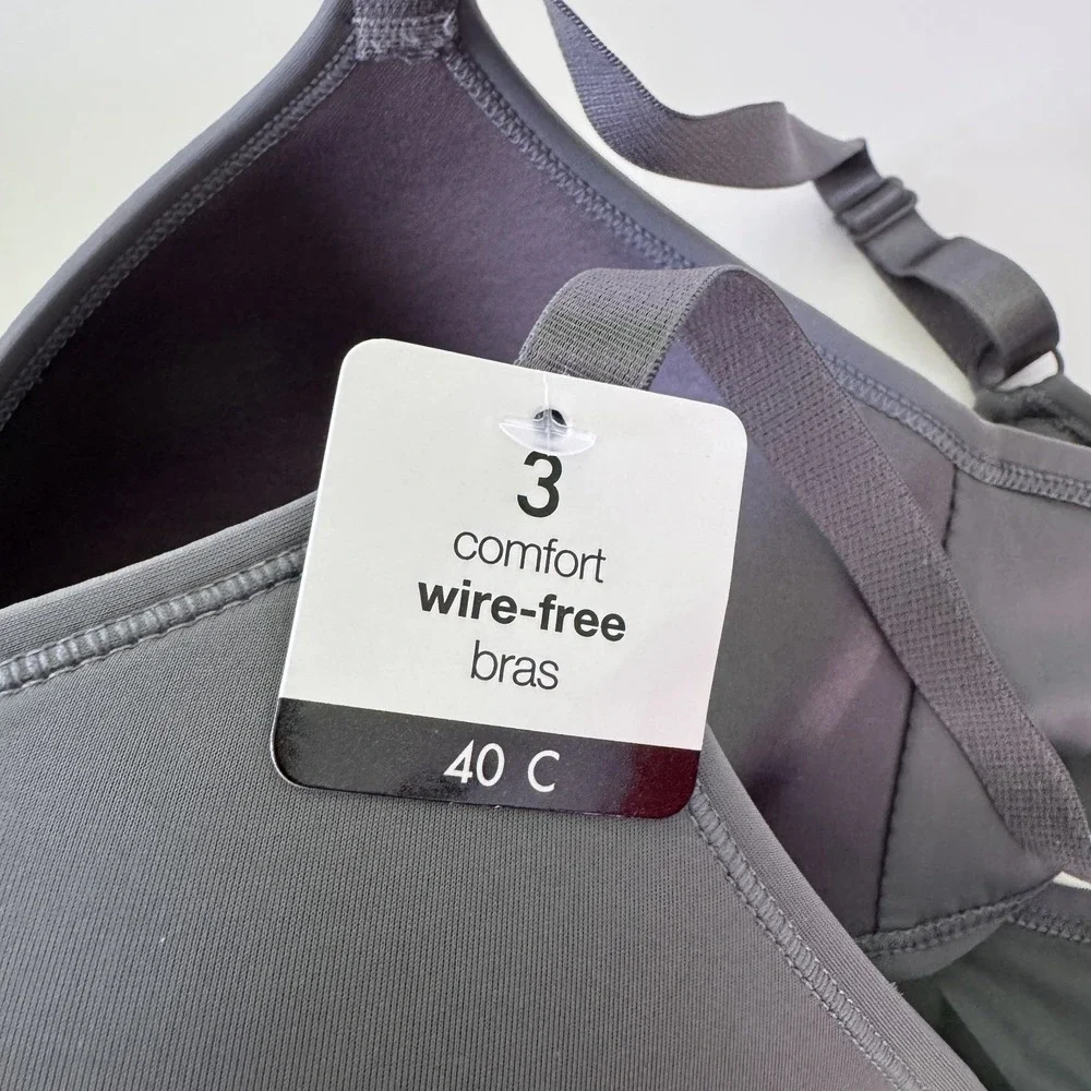 Rene Rofe Soft Comfort Bra, 40C, Gray Wire-Free Lightly Padded Smooth NEW - Picture 8 of 9